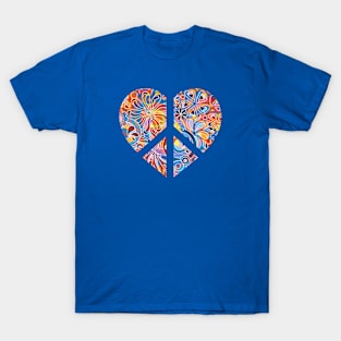 Beautiful  Floral Heart Peace Sign T-Shirt